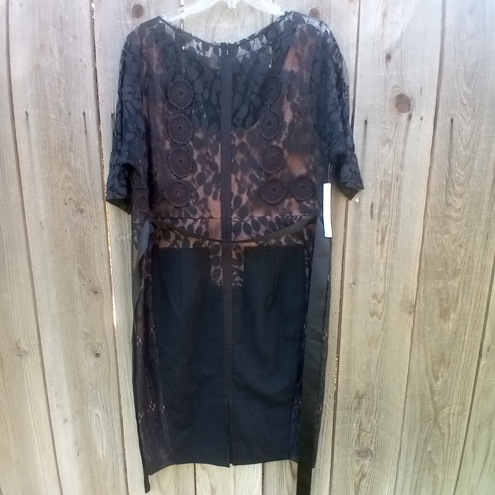 Anthropologie Byron Lars Parissima Dress Womens 20W Black Sheath Lace Bodycon - Picture 3 of 16